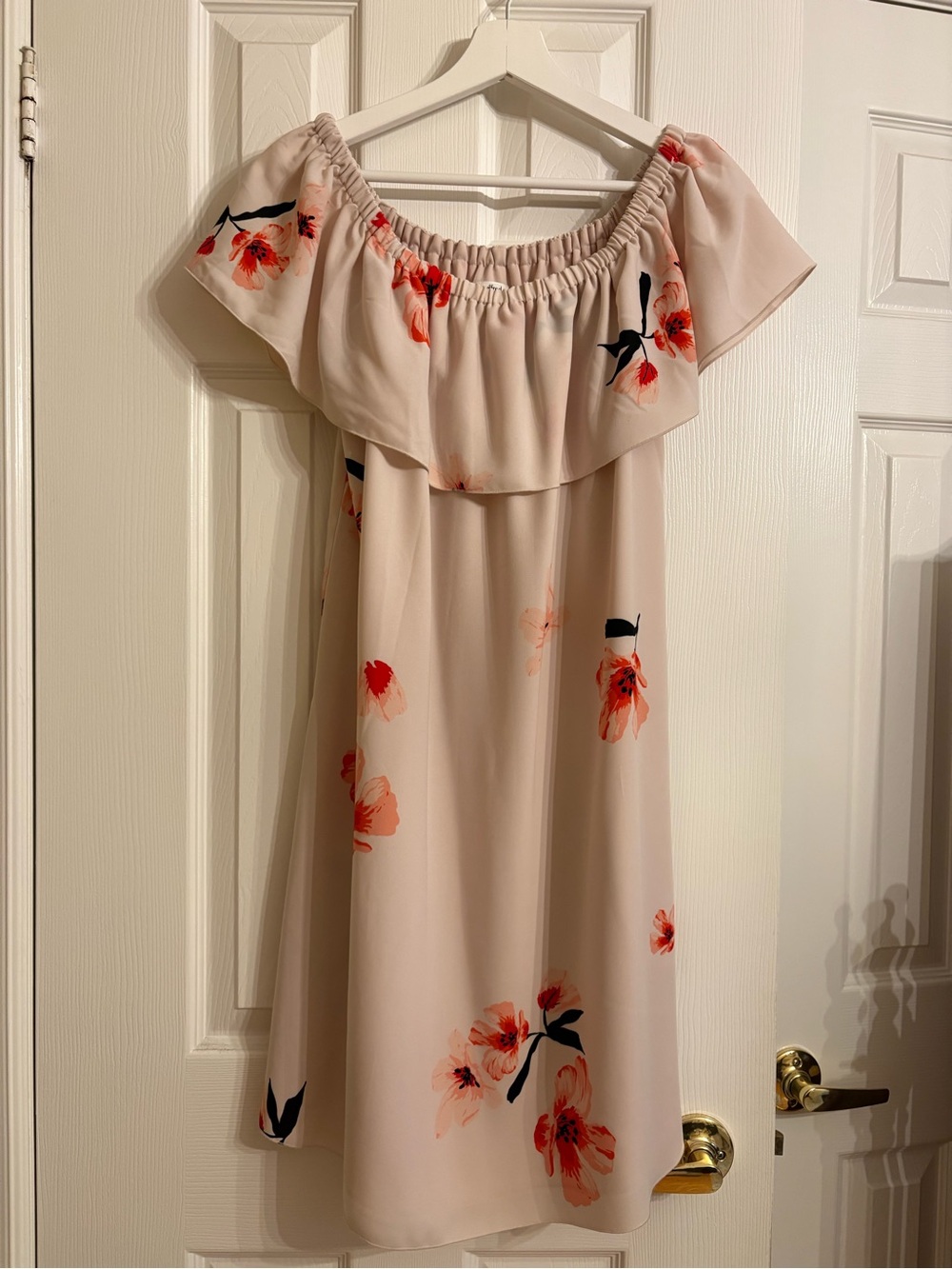 Wilfred Off Shoulder Floral Dress with Coral Accents